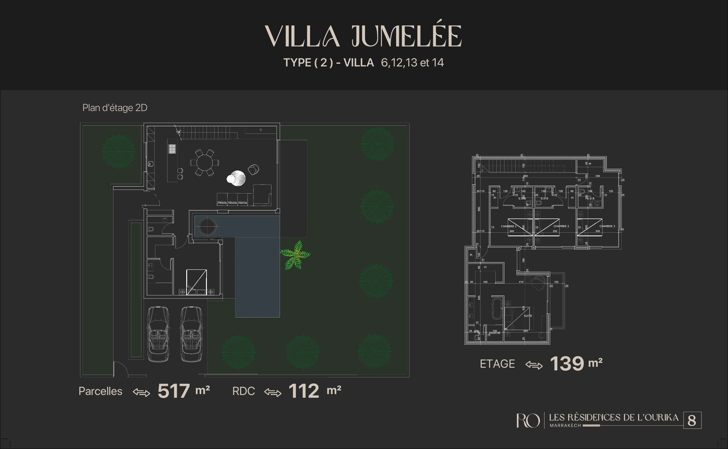 Les Résidences de l’Ourika : type 2 : villas 6, 12, 13 et 14
