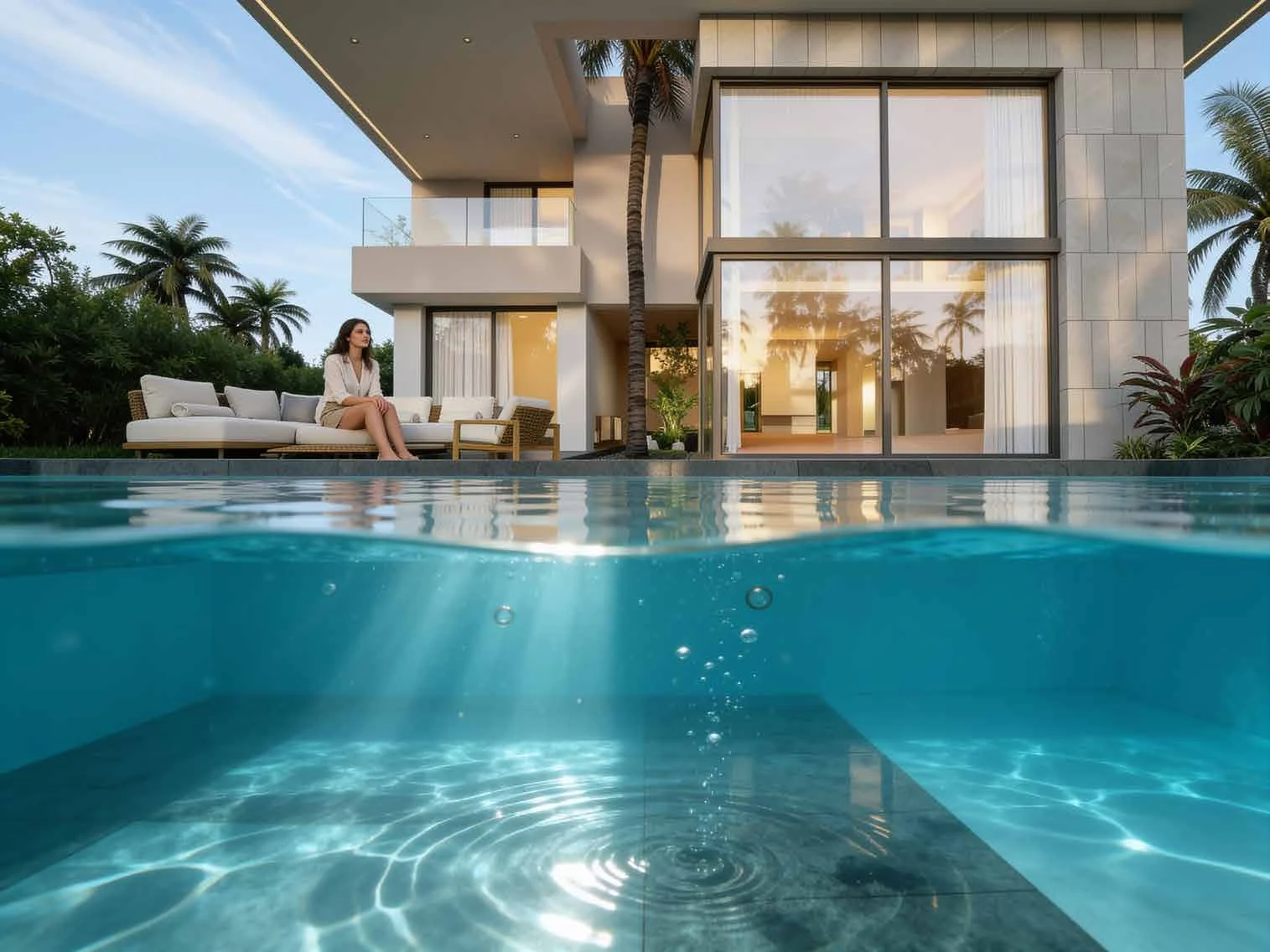 The 26 Signature : villa et piscine, perspective de façade